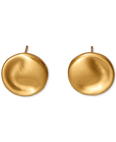 Donna Karan Worn 24k Gold Plated Wave Coin Stud Earrings