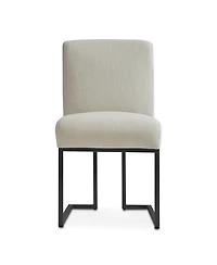 Maison Boucle Upholstered Dining Chairs Set of 2, Lux Fabric, Metal Sled Base