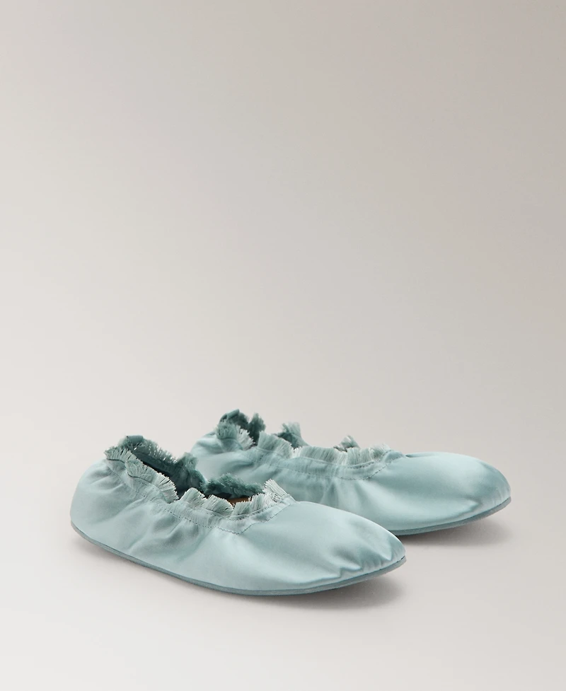 Mango Women's Elastic Satin Ballet Flats