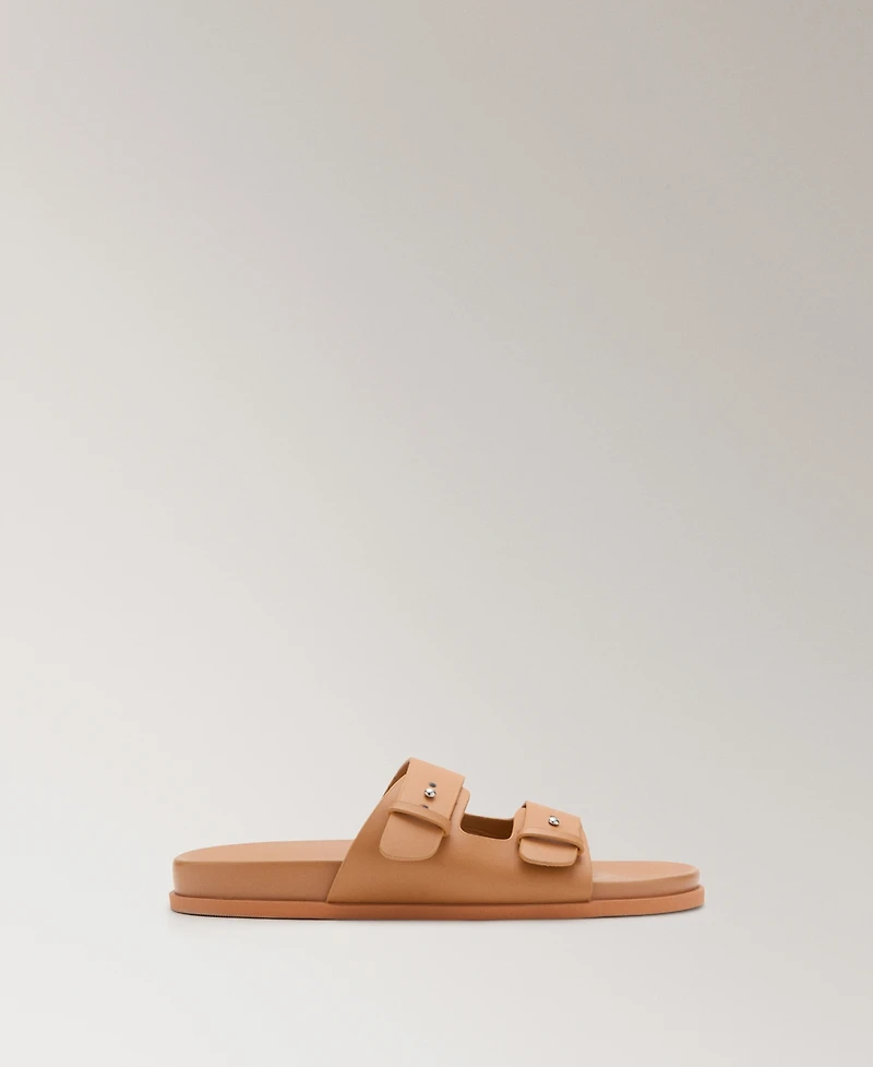 Mango Women's Double-Buckle Leather Sandals