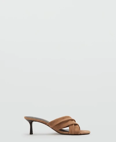 Mango Women's Crossed Straps Suede Leather Sandals