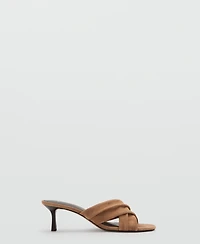 Mango Women's Crossed Straps Suede Leather Sandals