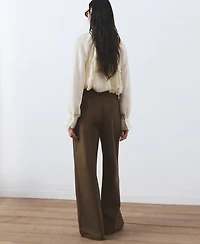 Mango Women's Belt Detail Straight Pants