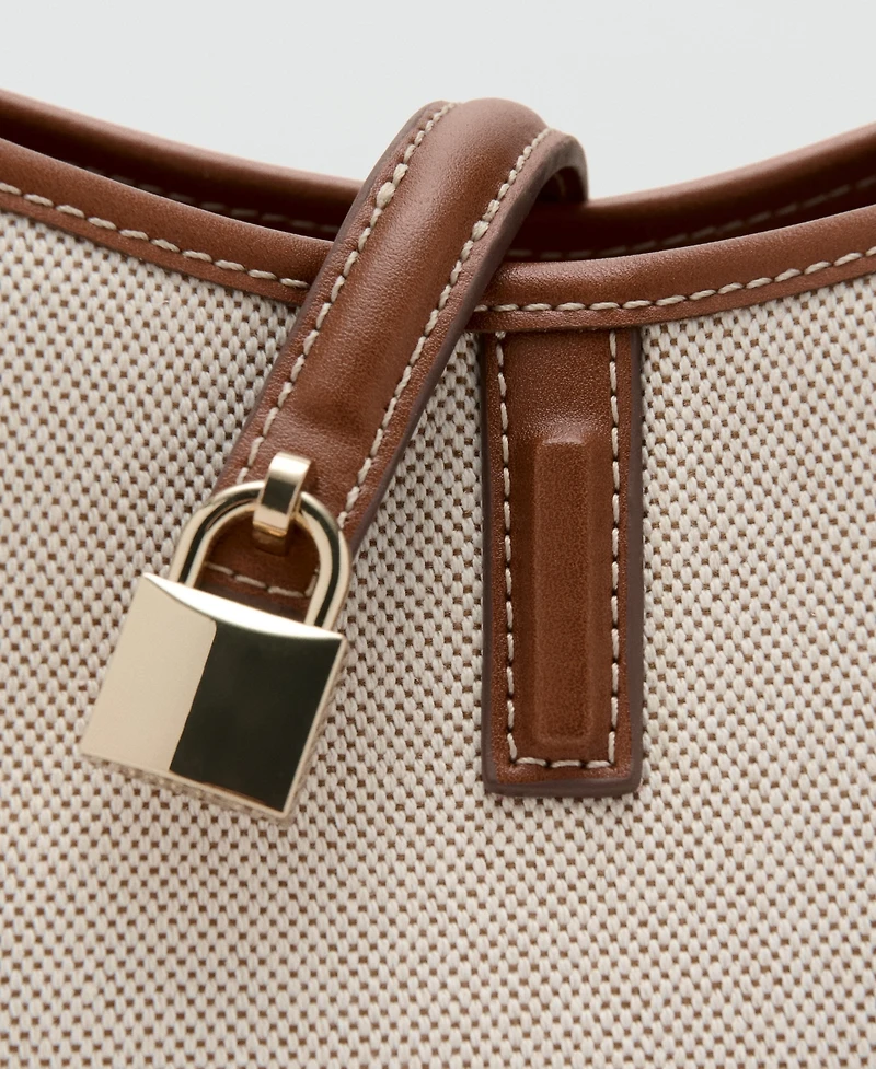 Mango Women's Contrasting Canvas Bucket Bag