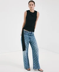 Mango Women's Polka-Dot Straight Jeans