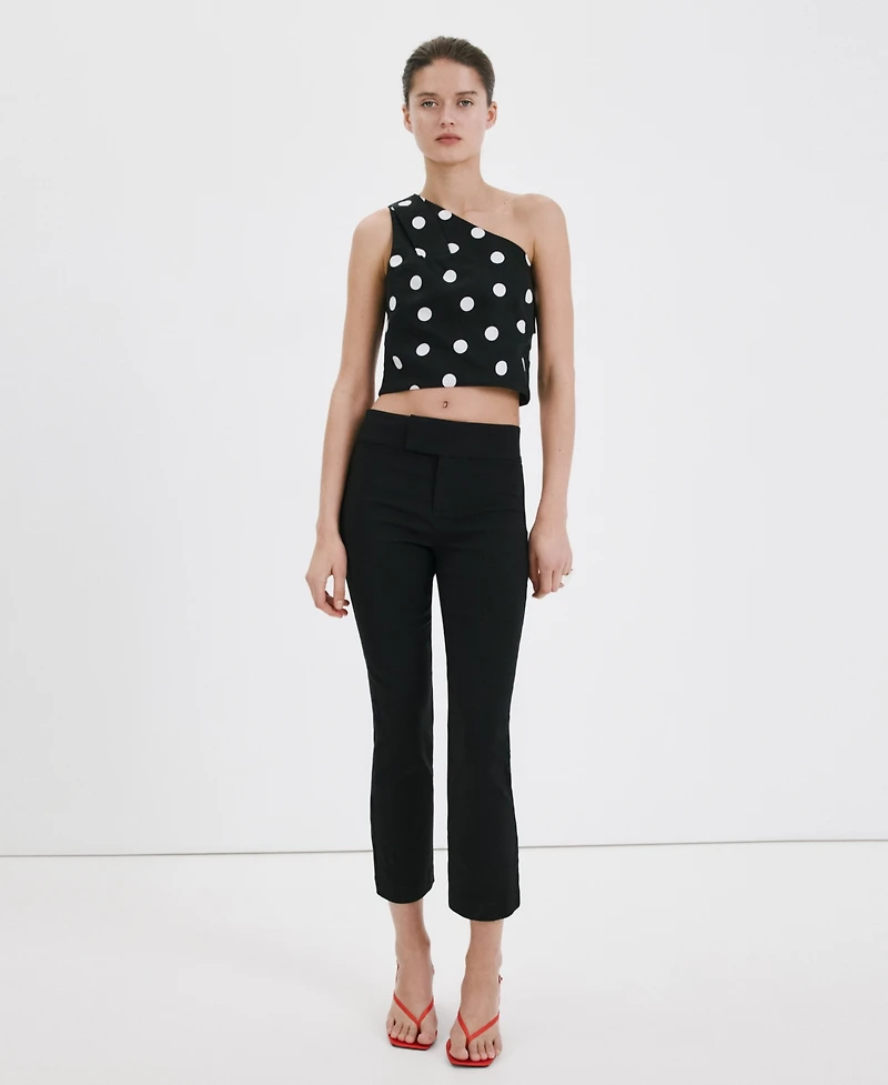Mango Women's Asymmetrical Polka-Dot Top