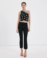 Mango Women's Asymmetrical Polka-Dot Top