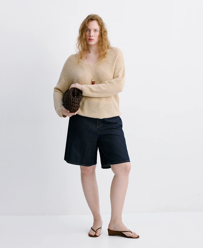 Mango Women's High-Waist Straight-Fit Denim Shorts