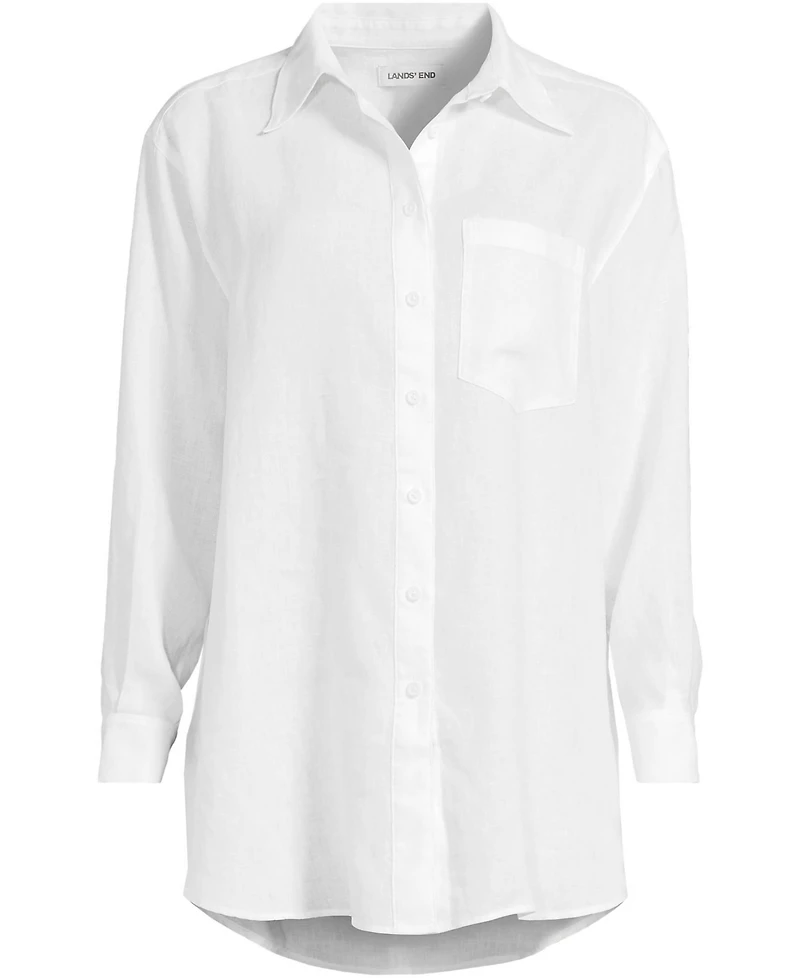 Lands' End Plus Linen Oversized Button Front Shirt