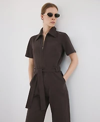 Mango Women's Zip Denim Jumpsuit