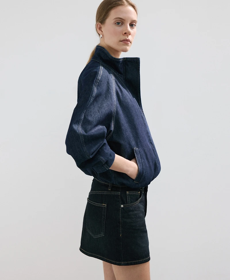 Mango Women's Low-Rise Denim Mini Skirt