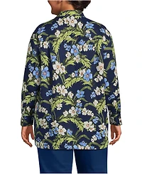 Lands' End Plus Linen Oversized Button Front Shirt