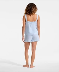 Lands' End Women's Seersucker 2 Piece Pajama Set - Tank and Shorts