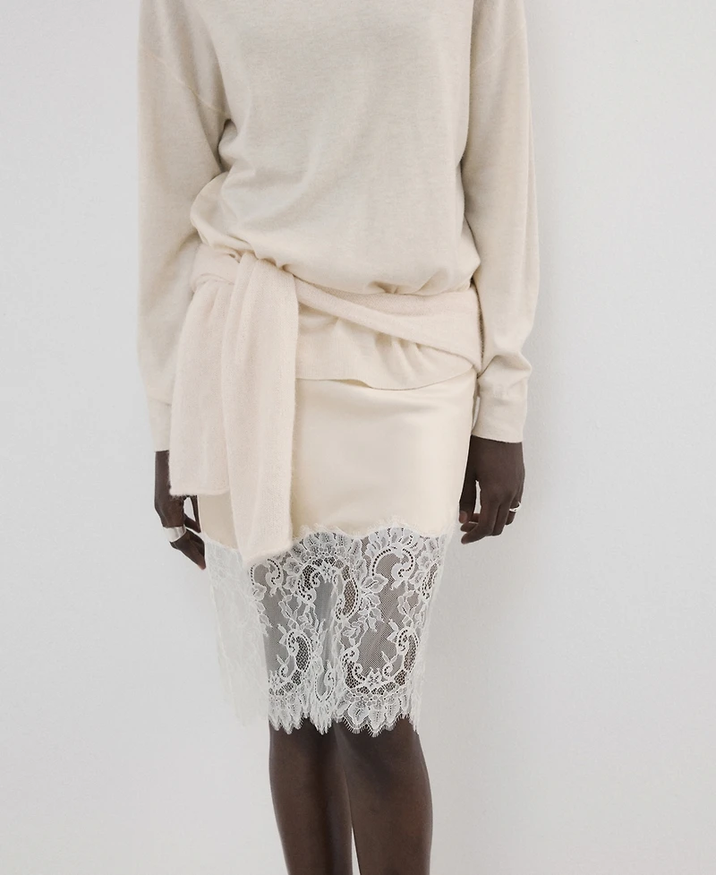 Mango Women's Lingerie-Style Lace Skirt