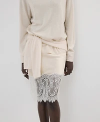 Mango Women's Lingerie-Style Lace Skirt