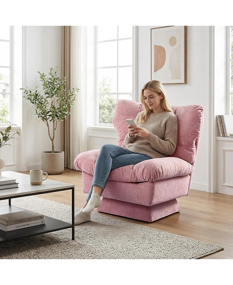 gaomon Oversized Chenille Swivel Accent Chair for Living Room,360 Rotating Upholstered Reading Chair with Thick Cushion,Cozy Club Chair for Bedroom