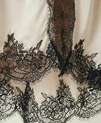 Modenaire Women's Lace-Trim Asymmetric Satin Midi Skirt