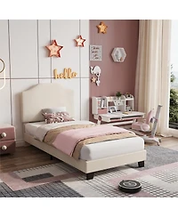 Homfan Modern Corduroy Headboard Bed Frame for Kids - Sturdy, Noise-Free Platform, No Box Spring Needed Easy Assembly Ideal Boys and Girls