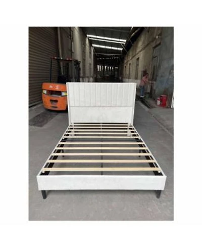 Homfan Bed Frame With Headboard Sturdy Wooden Slats