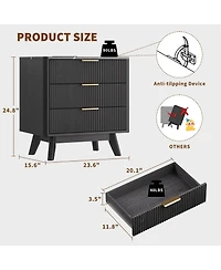 gaomon Home Set of 2, 3-Drawer Nightstand Wooden Storage Cabinet
