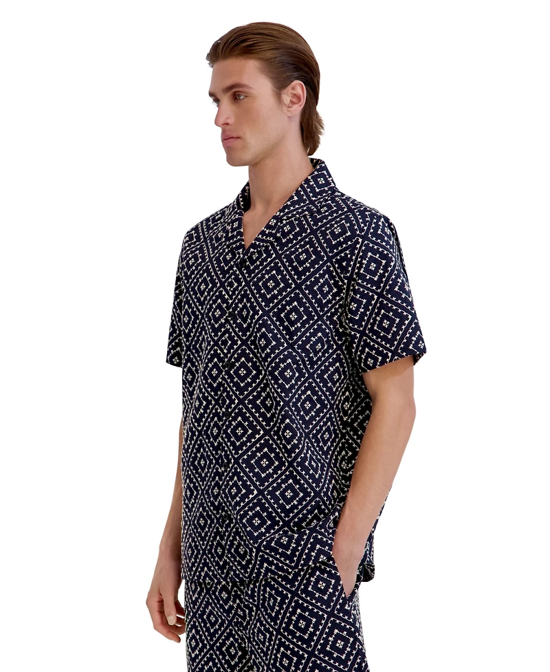 Karl Lagerfeld Paris Men's Embroidered Diamond Button-Down Shirt