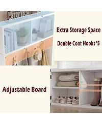 gaomon 76" Hall Tree with Bench and Shoe Storage, Farmhouse 4-in-1 Entryway with Coat Rack and 5 Tri-Hooks, Adjustable Shelf