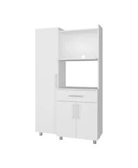 Fm Furniture Soul Kitchen Storage Cabinet with Microwave Shelf, Drawer, and Open Compartments