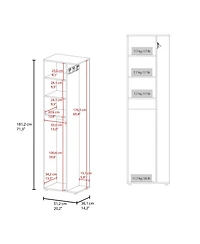 Fm Furniture Harper Broom Cabinet, with 2 doors, 3 shelves and a holder,Wengue