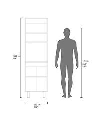 Fm Furniture Arlo Multi-Purpose Tall Storage Cabinet with Open Shelving and Lower Cabinet