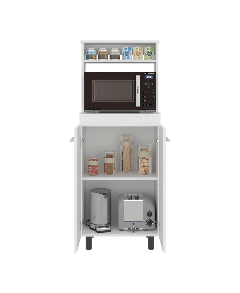 Fm Furniture Taylor Kitchen Storage Cabinet with Microwave Shelf and Doors