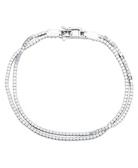 Suzy Levian New York Sterling Silver Double-Strand Pave Cubic Zirconia Tennis Bracelet