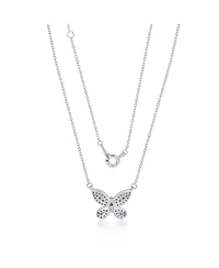 Suzy Levian New York Sterling Silver Pave Cubic Zirconia Butterfly Solitaire Necklace