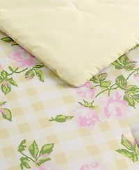 Betsey Johnson Gingham Rose Microfiber 5-Piece Comforter Set, Full/Queen