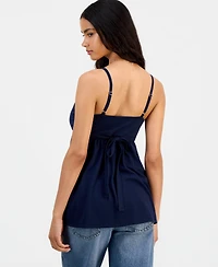 Madden Girl Juniors' Surplice-Neck Babydoll Top