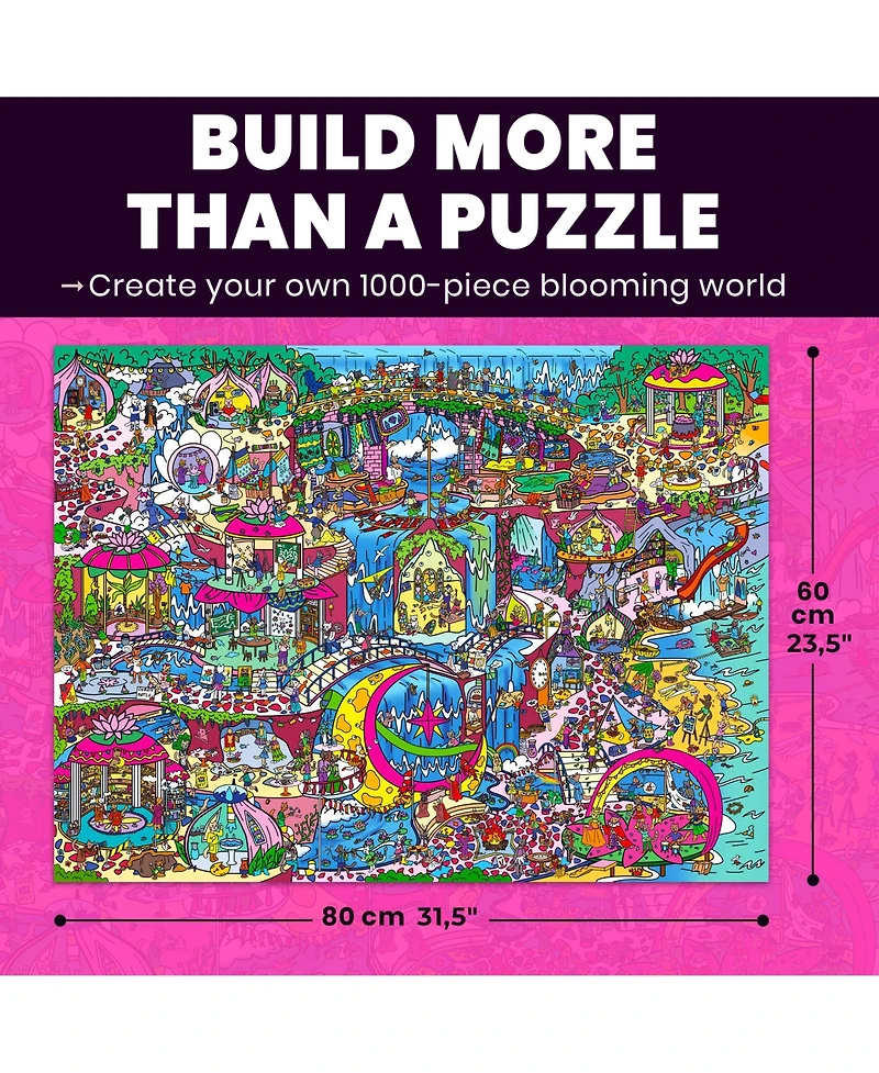 Quokka 1000 Piece Puzzle for Adults with 223 Hidden Secrets & Audio Story – Blush Lotus Kingdom