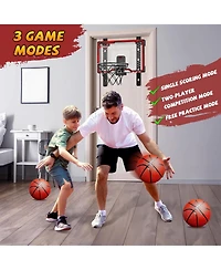HopeRock Indoor Basketball Hoop for Kids, Over The Door Mini Basketball Hoops, with Led Light, Scoreboard, Birthday Toys Gifts