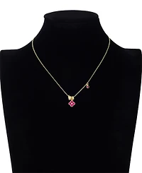 Unwritten Cubic Zirconia Pink Clover Pendant with Rondelle Charms Necklace
