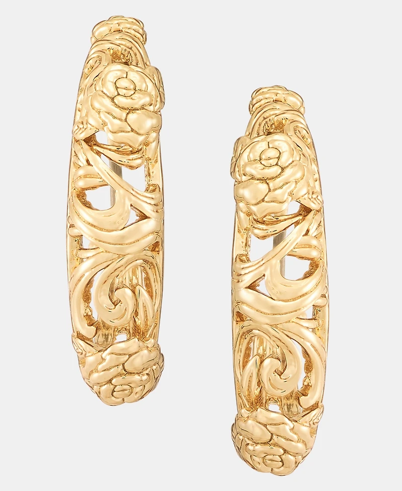 lonna & lilly Small Puffy Filigree Hoop Earrings, 0.64"