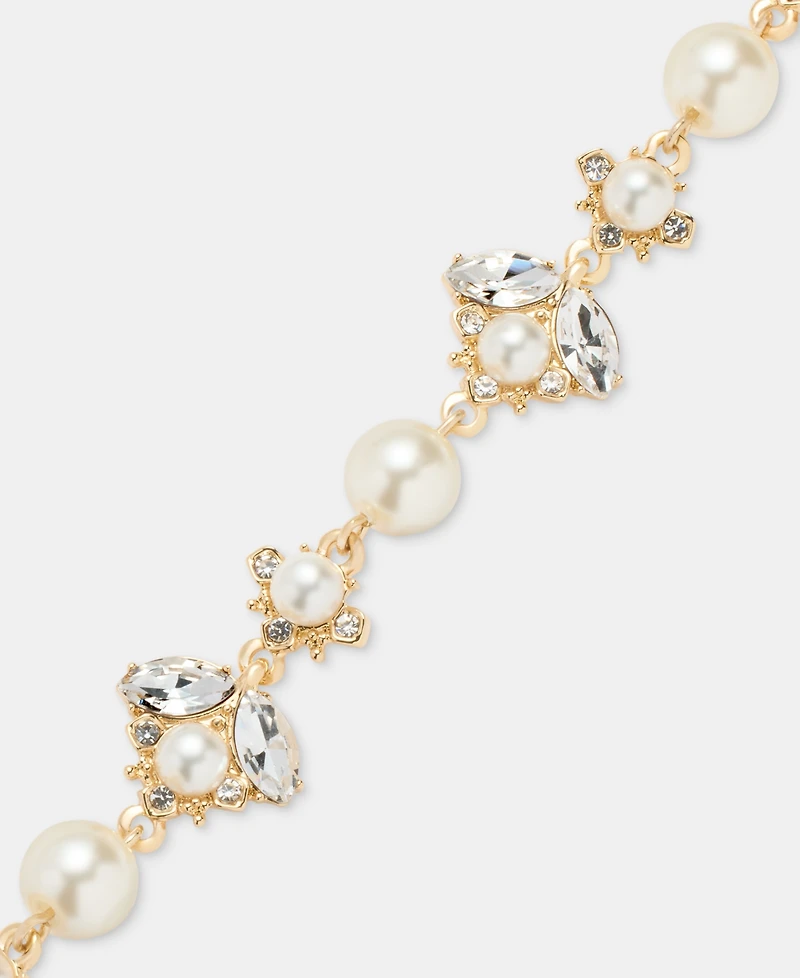 Marchesa Crystal & Imitation Pearl Flex Bracelet