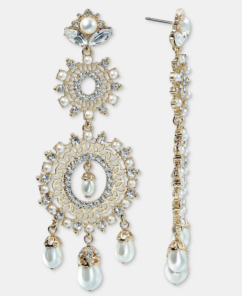 Marchesa Crystal & Imitation Pearl Chandelier Earrings