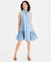 Style & Co Women's Cotton Chambray Sleeveless Dress, Macy's Exclusive