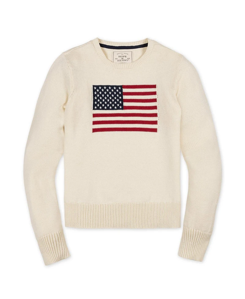 Hope & Henry Women's and Organic Crew Neck Flag Sweater