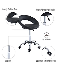Homcom Adjustable Swivel Hydraulic Leather Salon Stool Rolling Chair,