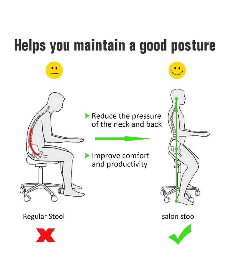 Homcom Adjustable Swivel Hydraulic Leather Salon Stool Rolling Chair,