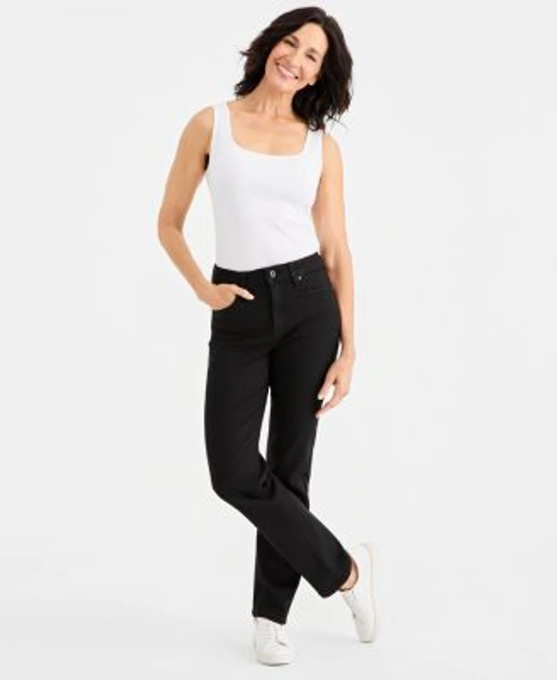Style Co Womens High Rise Straight Leg Jeans Regular Short Long Lengths 2ps 28w Created For Macys