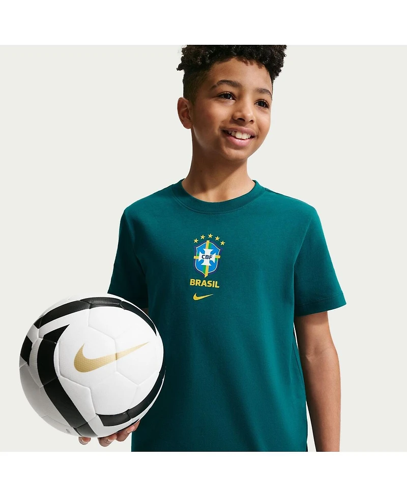 Nike Big Boys and Girls Green Brazil National Team Crest T-Shirt