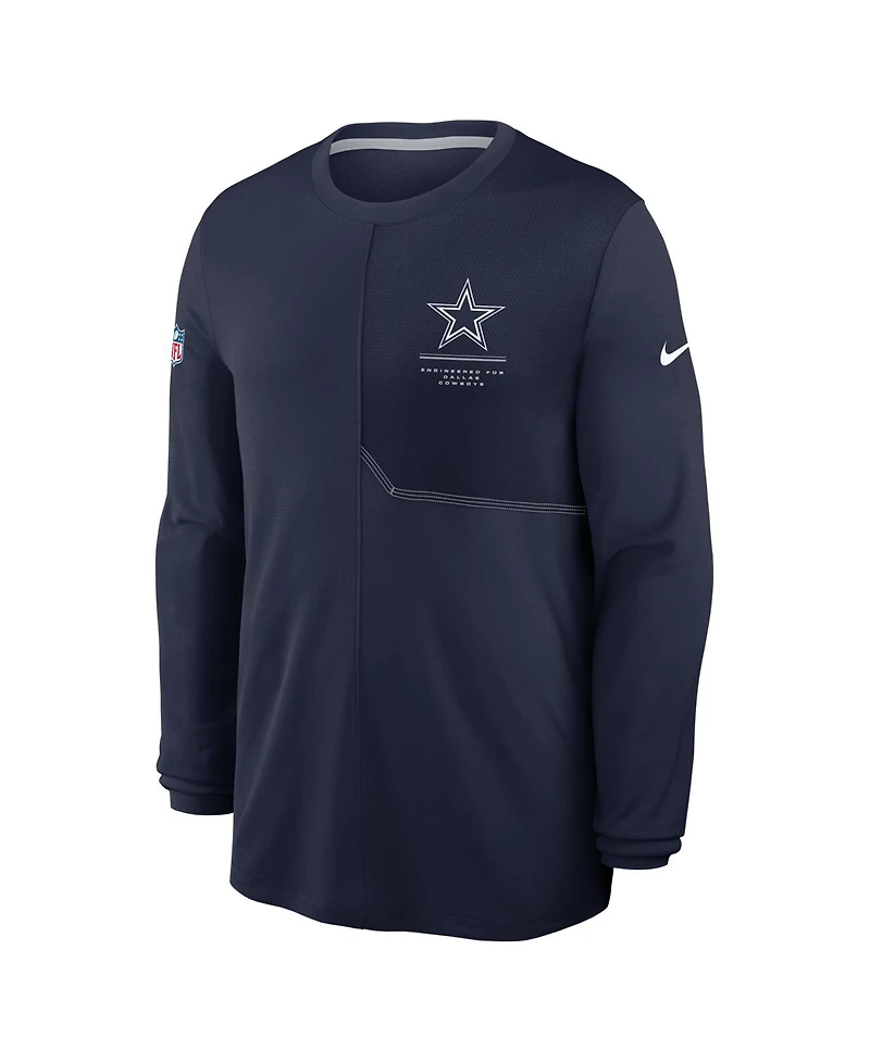 Nike Men's Navy Dallas Cowboys Sideline Coaches Uv Dri-fit Long Sleeve T-Shirt