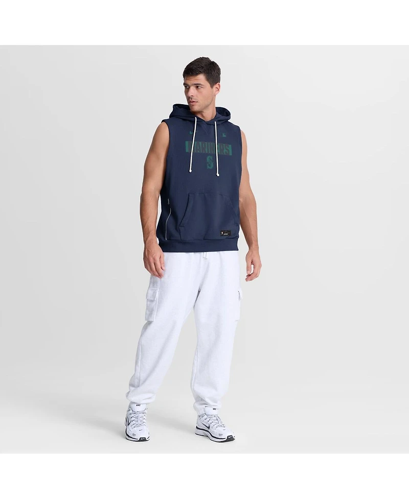 Nike Men's Navy Seattle Mariners Authentic Collection Standard Issue Dri-fit Sleeveless Hoodie