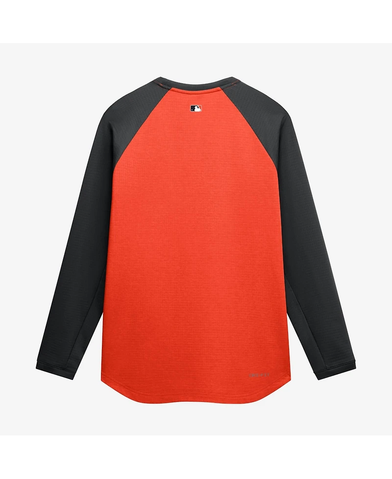 Nike Men's Orange Baltimore Orioles Authentic Collection Raglan Dri-fit Sweatshirt