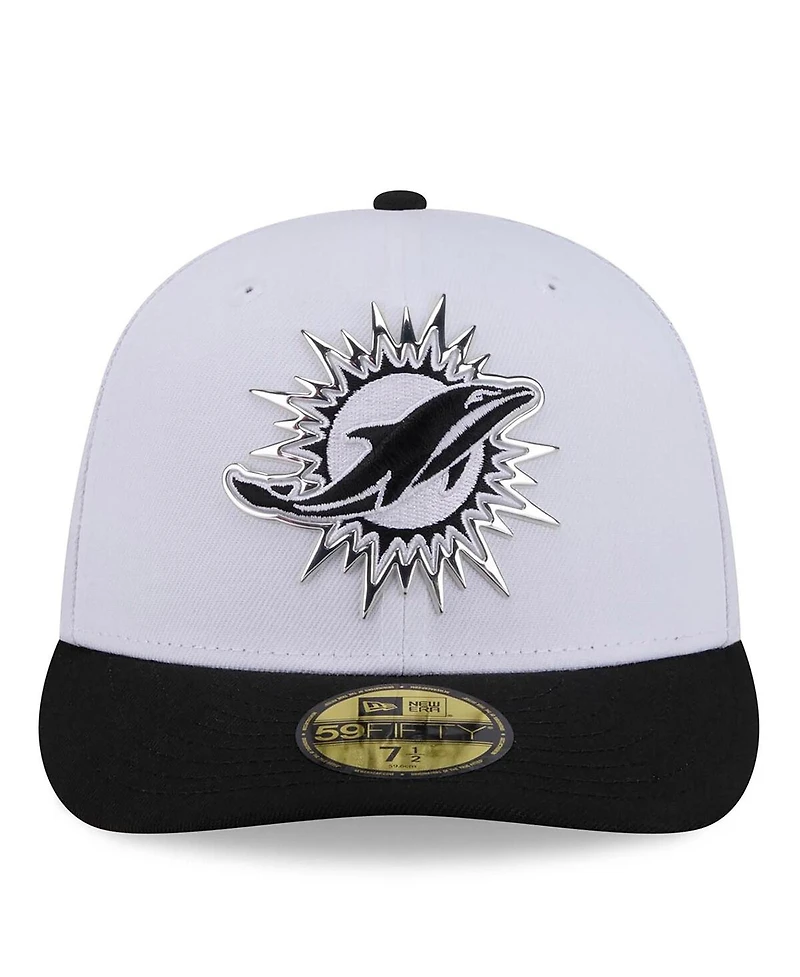 New Era Men's White/Black Miami Dolphins 2026 Nfl Draft Pre-Curved 59FIFTY Fitted Hat